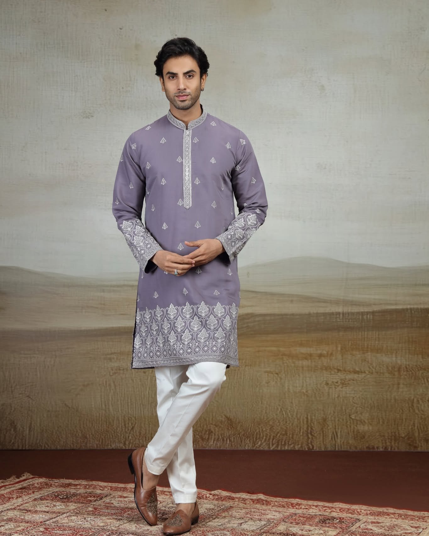Royal Purple Elegance | Designer Kurta Set for Men | D.No. 4745